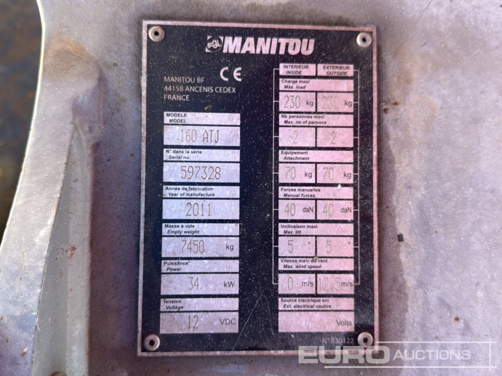 Articulated boom 2011 Manitou 160 ATJ: picture 31 Articulated boom 2011 Manitou 160 ATJ: picture 31