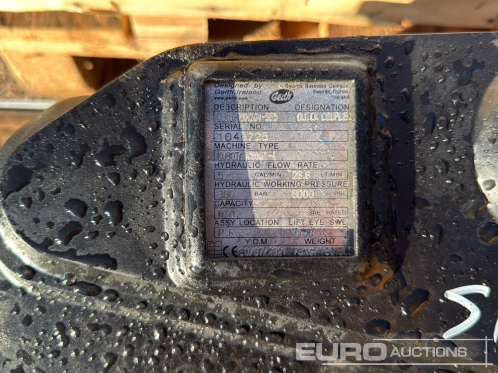 Geith Quick Coupler QC45-50H2G4-555 to suit Kubota KX080-4 (S/Ns 1045725, 1061012, 1053631, 1045727, 1045728) (5 of) - Quick coupler: picture 5 Geith Quick Coupler QC45-50H2G4-555 to suit Kubota KX080-4 (S/Ns 1045725, 1061012, 1053631, 1045727, 1045728) (5 of) - Quick coupler: picture 5