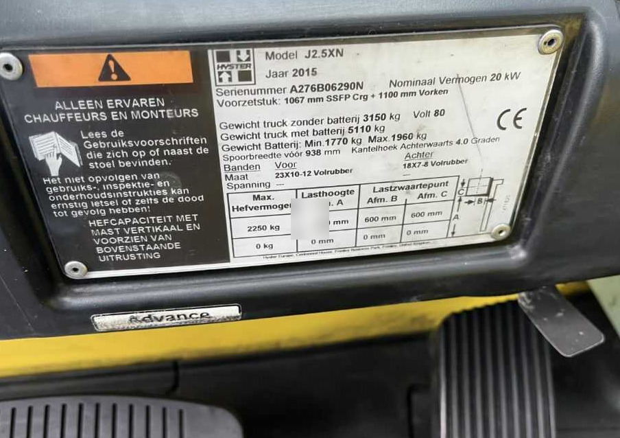 Hyster J2.5XN - Electric forklift: picture 4 Hyster J2.5XN - Electric forklift: picture 4