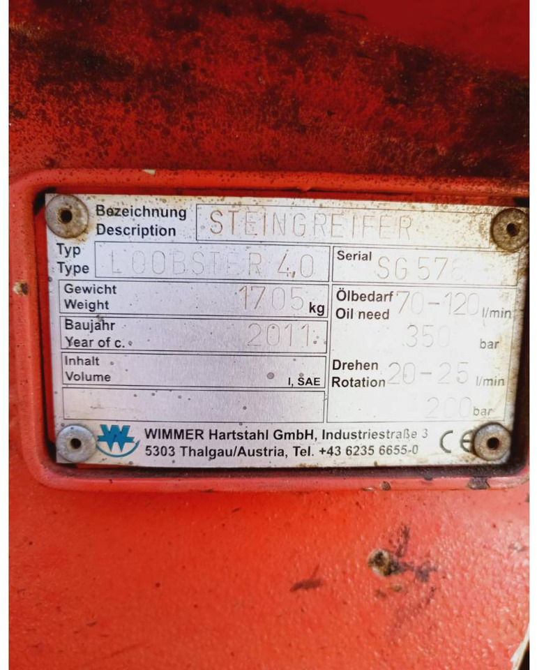 WIMMER HARTSTAHL GMBH LOOBSTER 40:PINCE WIMMER - Grapple: picture 3 WIMMER HARTSTAHL GMBH LOOBSTER 40:PINCE WIMMER - Grapple: picture 3