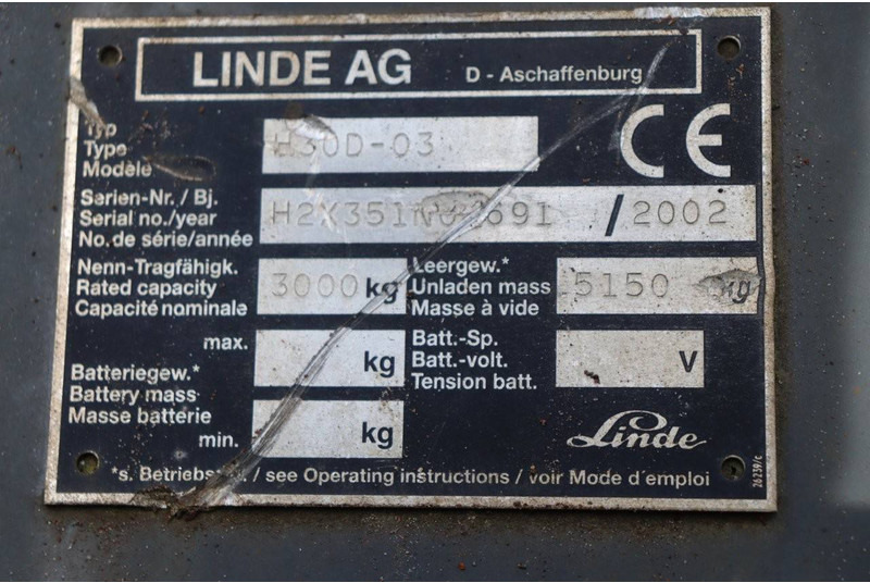 Diesel forklift Linde H30D-03: picture 17