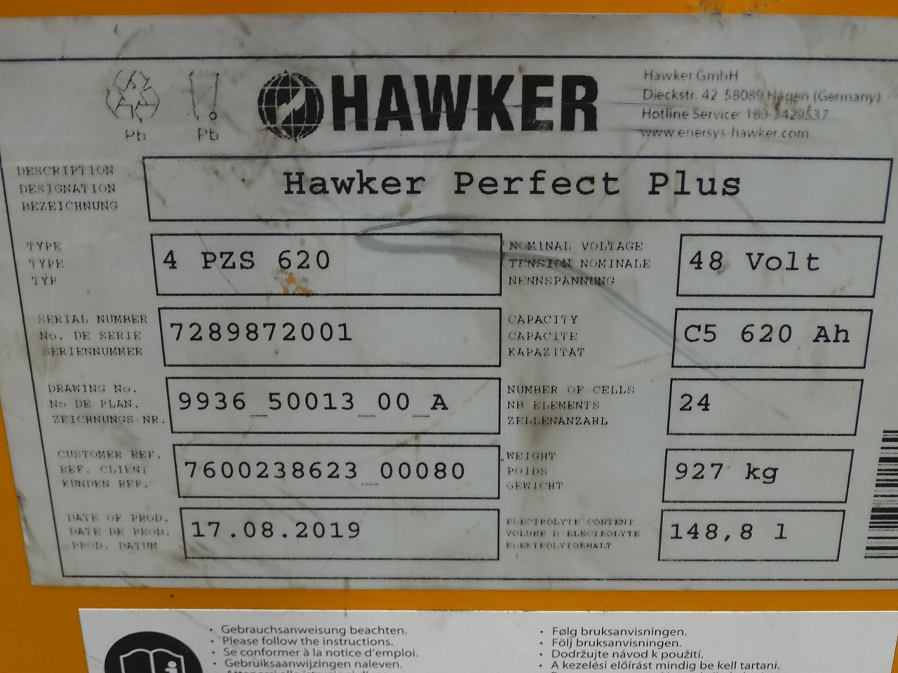 Weitere 48V620AH - Battery for Material handling equipment: picture 4 Weitere 48V620AH - Battery for Material handling equipment: picture 4
