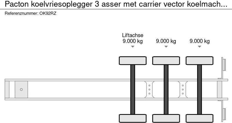 Refrigerator semi-trailer Pacton koelvriesoplegger 3 asser met carrier vector koelmachine, stuuras..: picture 10